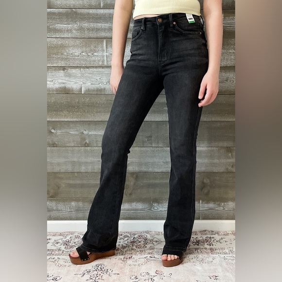 judy blue high waist tummy control top bootcut black wash jeans JB88787REG long - Picture 3 of 8